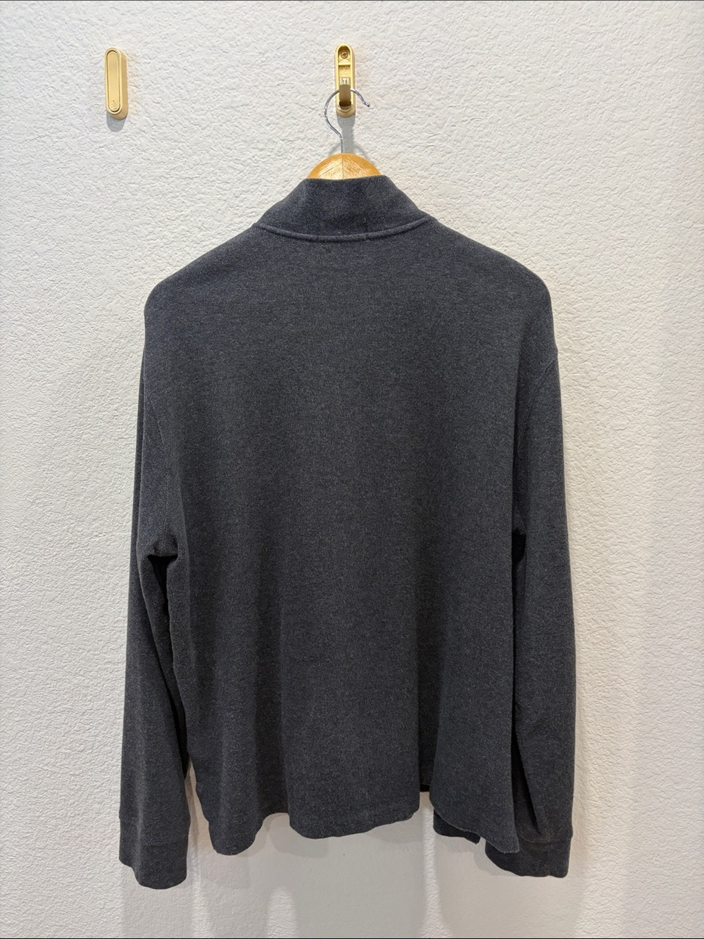 Polo by Ralph Lauren - Dark Charcoal Half-Zip Sweater with Emblem - Estate Rib - Picture 6 of 6
